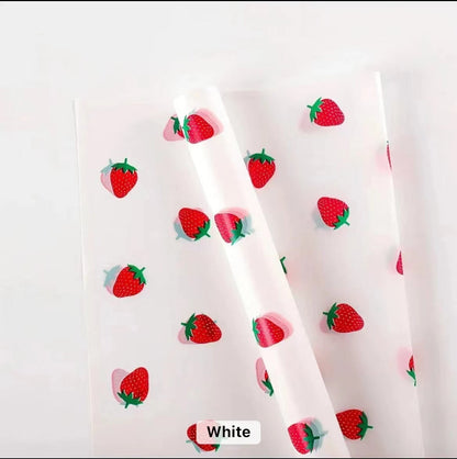 Strawberry Waterproof Flower Wrapping Paper,22.8*22.8 inch - 20 sheets
