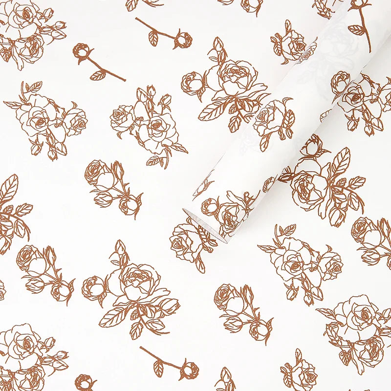 Gold Print Waterproof Bright Powder Pearl Flower Bouquet Wrapping Paper ,20.4*22.8 inch - 20 sheets