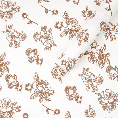 Gold Print Waterproof Bright Powder Pearl Flower Bouquet Wrapping Paper ,20.4*22.8 inch - 20 sheets