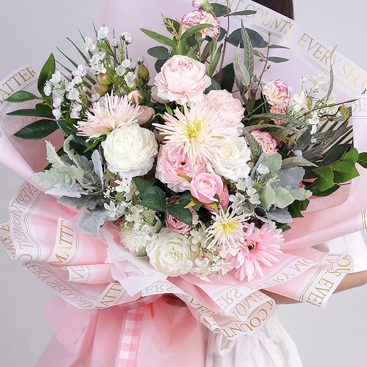 Golden Letter Printed Packaging Flower Bouquet,22.8*22.8 inch - 20 sheets