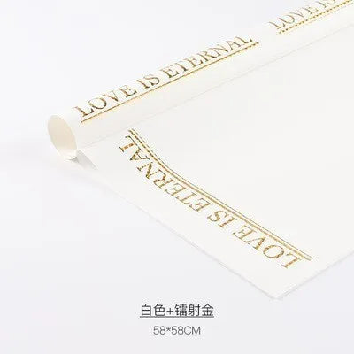 Stamping English Font Floral Packaging Paper Flower Packaging,22.8*22.8 inch - 20 sheets