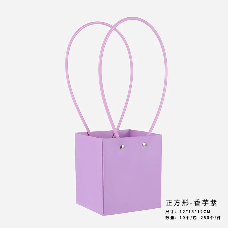 Flower Bag Party Gift Box Bouquet Hand Bag Macaron Color Kraft Paper Bag Diy