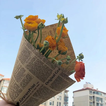 Newspaper Art Kraft Florist Bouquet Wrapping Paper,19.7*27.5 Inch-40 Sheets
