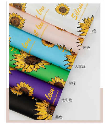Sunflower Waterproof Flower Wrapping Paper ,22.8*22.8 Inch - 20 Sheets