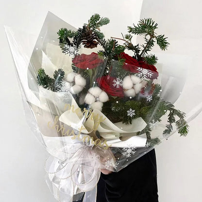Christmas Transparent Snowflake Eve Gifts Bouquet Wrapping,22.8*22.8 inch - 20 sheets