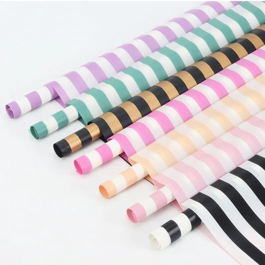 Stripe Flowers Wrapping Paper Packaging,,22.8*22.8 inch - 20 sheets
