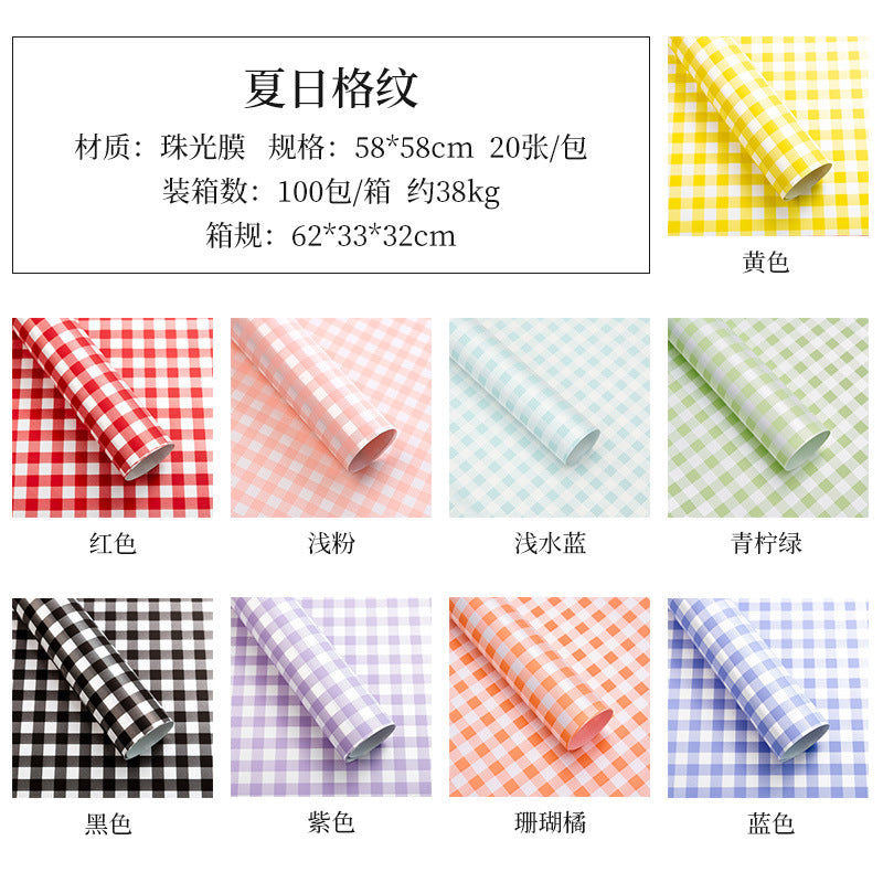 Waterproof Flower Plaid Bouquet Wrapping Paper,22.8*22.8 inch - 20 sheets