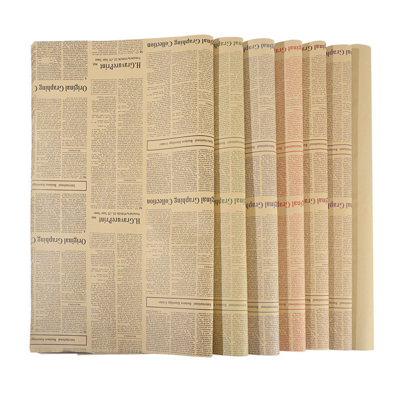 Retro Flower Wrapping Kraft Paper English Newspaper Bouquet Wrapping Paper