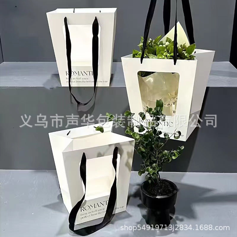 Bouquet Carrying Bag Transparent Window Flower Bag 10 pcs