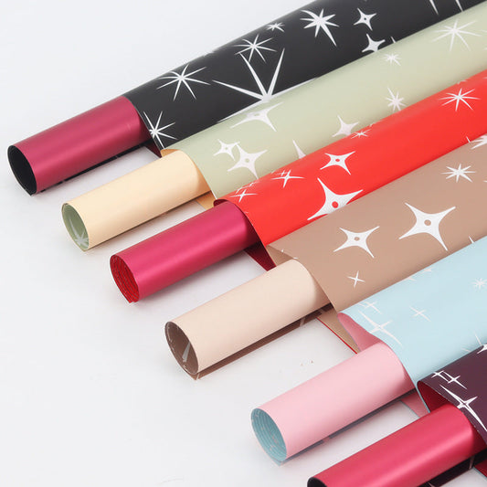 Starry Sky Matte Film Waterproof Two-color Flower Wrapping Paper,22.8*22.8 inch - 20 sheets