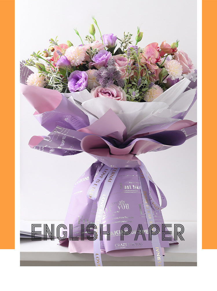 Matte English Two-Color Paper Wrapping Paper,22.8*22.8 inch - 20 sheets
