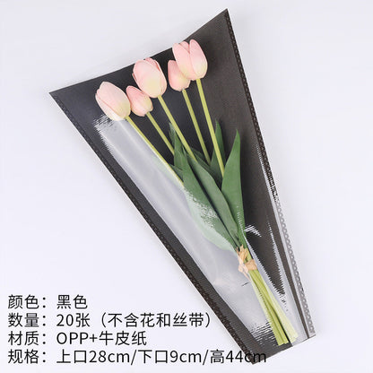 Single Sleeve Waterproof Floral Kraft Paper Bag Multi-Pack Bag,28*13*44cm - 20 sheets